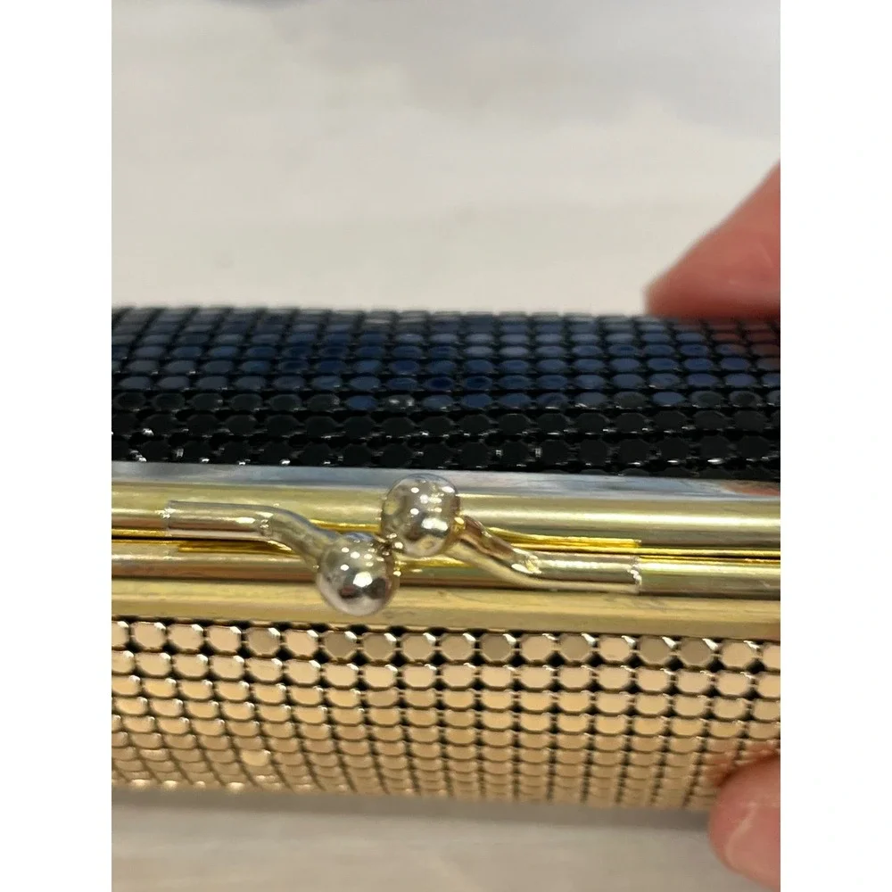 Vintage Gold Mesh Clutch Evening Bag Kiss Lock Party Purse‎ Small